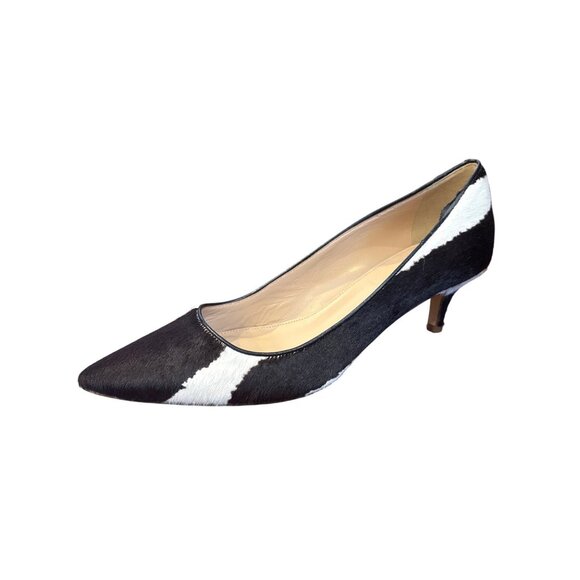 J.Crew Shoes - J.Crew Dulci Calf Hair Kitten Heels 7 Made in Italy Black White Pointed Toe